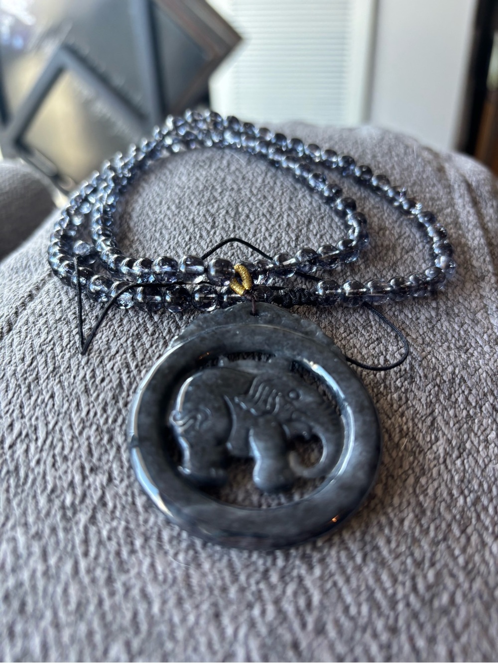Handcrafted Wuji Jadeite Elephant Pendant Necklace - Picture 2 of 13